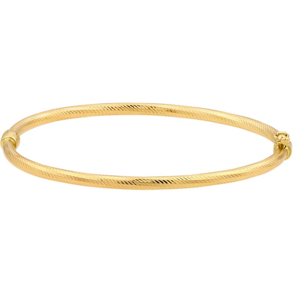 Olas d'Oro - 14K Yellow Gold Linear Pattern Bangle with Box Lock Closure - 5.10g