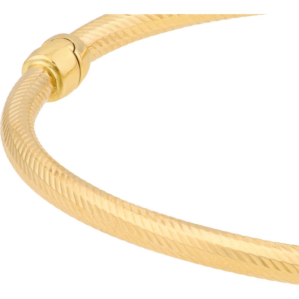 Olas d'Oro - 14K Yellow Gold Linear Pattern Bangle with Box Lock Closure - 5.10g