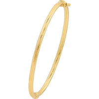 Olas d'Oro - 14K Yellow Gold Linear Pattern Bangle with Box Lock Closure - 5.10g