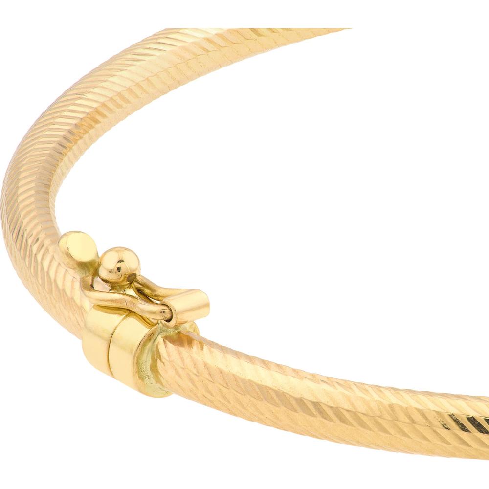 Olas d'Oro - 14K Yellow Gold Linear Pattern Bangle with Box Lock Closure - 5.10g