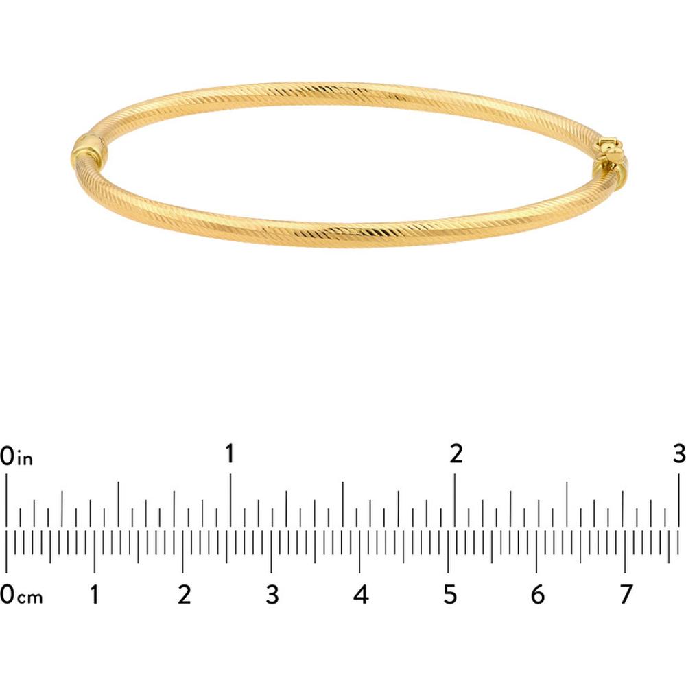 Olas d'Oro - 14K Yellow Gold Linear Pattern Bangle with Box Lock Closure - 5.10g