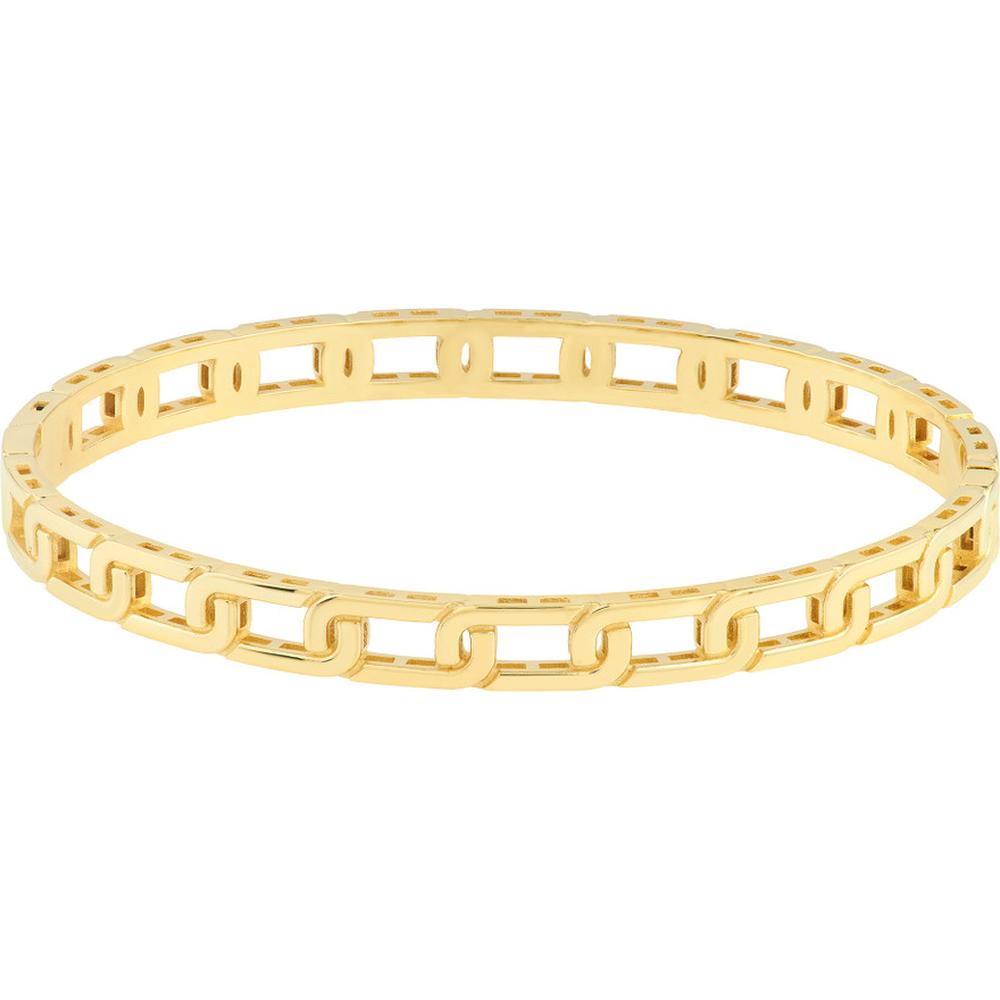 Olas d'Oro - 14K Yellow Gold Link Bangle - Bold, Modern Design with Polished Finish