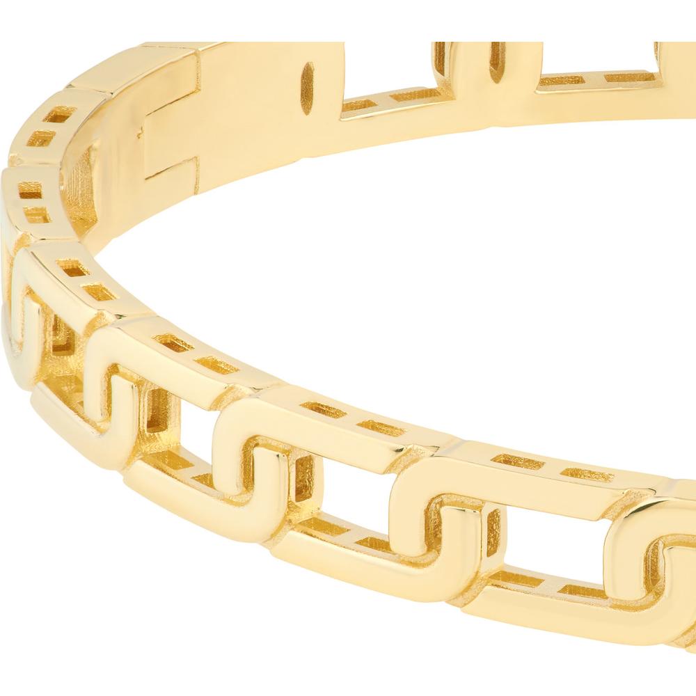 Olas d'Oro - 14K Yellow Gold Link Bangle - Bold, Modern Design with Polished Finish