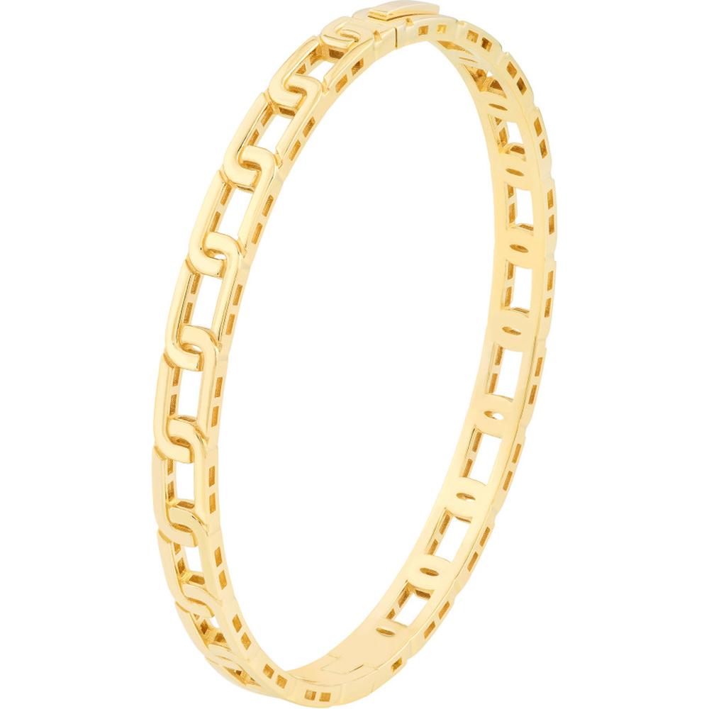 Olas d'Oro - 14K Yellow Gold Link Bangle - Bold, Modern Design with Polished Finish