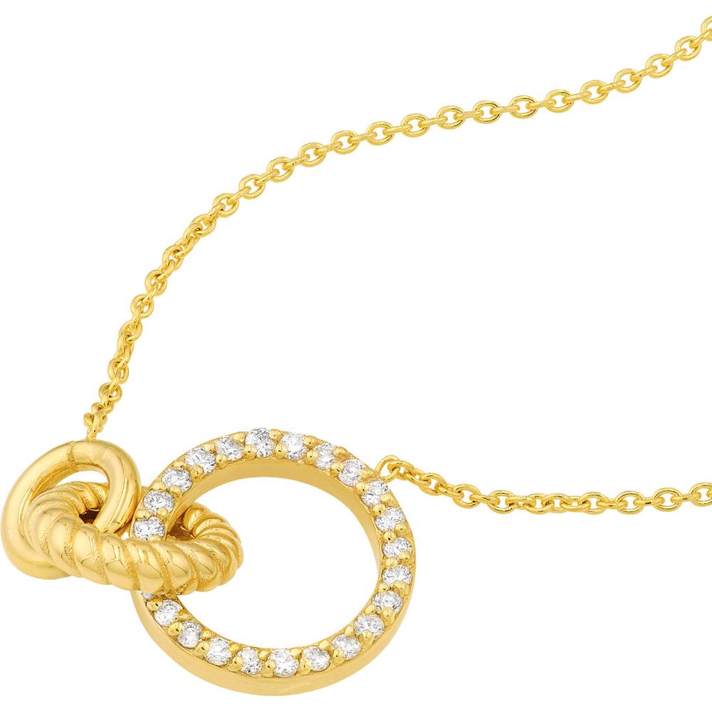 Olas d'Oro - 14K Yellow Gold Linked Circle Necklace with 0.24 Carat Diamonds