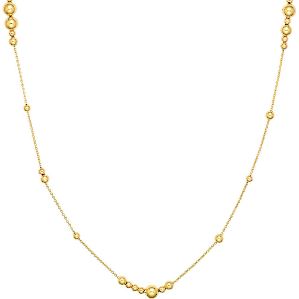 Olas d'Oro - 14K Yellow Gold Long and Lovely Alternating Beaded Necklace - 12.19g