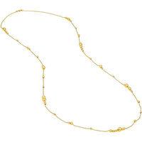 Olas d'Oro - 14K Yellow Gold Long and Lovely Alternating Beaded Necklace - 12.19g