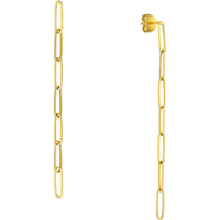 Olas d'Oro - 14K Yellow Gold Long Paper Clip Dangle Earrings