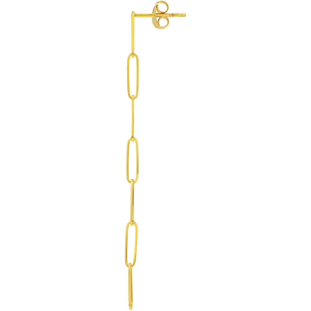 Olas d'Oro - 14K Yellow Gold Long Paper Clip Dangle Earrings