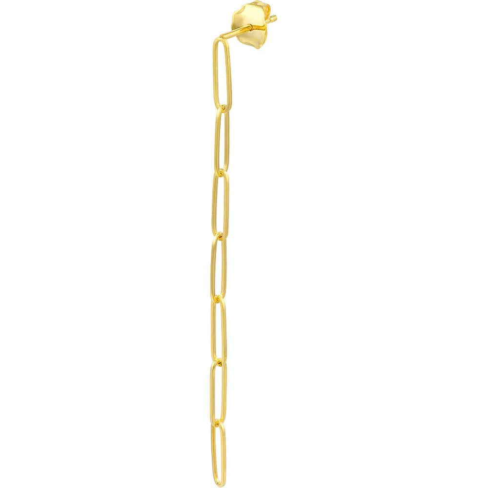 Olas d'Oro - 14K Yellow Gold Long Paper Clip Dangle Earrings