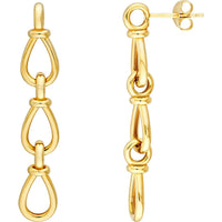 Olas d'Oro - 14K Yellow Gold Long Teardrop Link Dangle Earrings