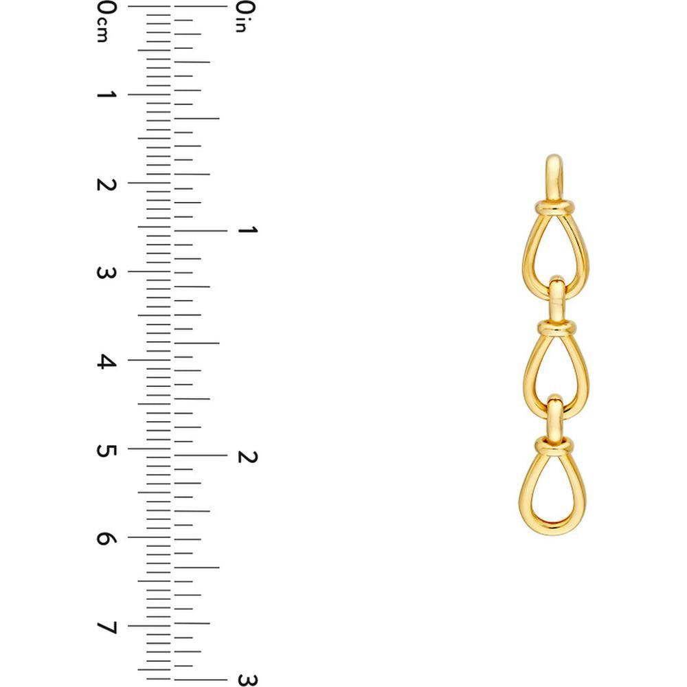 Olas d'Oro - 14K Yellow Gold Long Teardrop Link Dangle Earrings