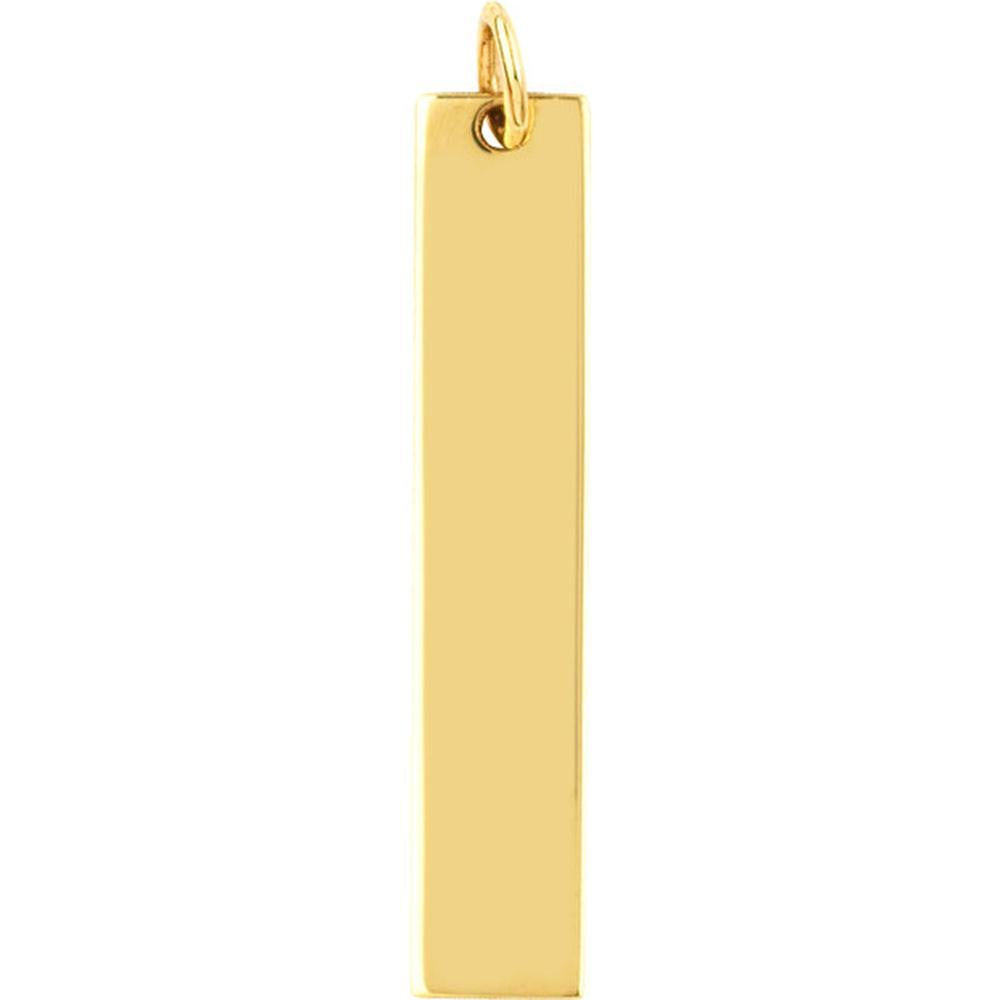 Olas d'Oro - 14K Yellow Gold Long Vertical Bar Engravable Charm - 2g