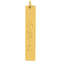 Olas d'Oro - 14K Yellow Gold Long Vertical Bar Engravable Charm - 2g