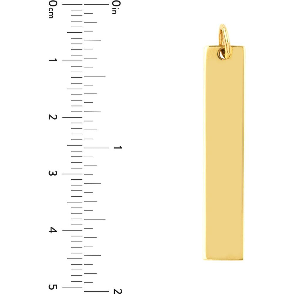 Olas d'Oro - 14K Yellow Gold Long Vertical Bar Engravable Charm - 2g