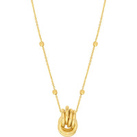 Olas d'Oro - 14K Yellow Gold Love Knot Pendant Necklace with Adjustable 2" Extender