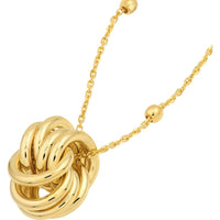 Olas d'Oro - 14K Yellow Gold Love Knot Pendant Necklace with Adjustable 2" Extender