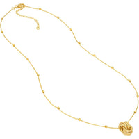 Olas d'Oro - 14K Yellow Gold Love Knot Pendant Necklace with Adjustable 2" Extender