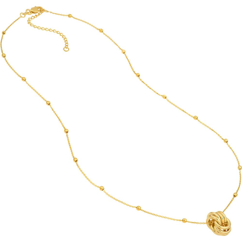 Olas d'Oro - 14K Yellow Gold Love Knot Pendant Necklace with Adjustable 2" Extender