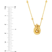 Olas d'Oro - 14K Yellow Gold Love Knot Pendant Necklace with Adjustable 2" Extender