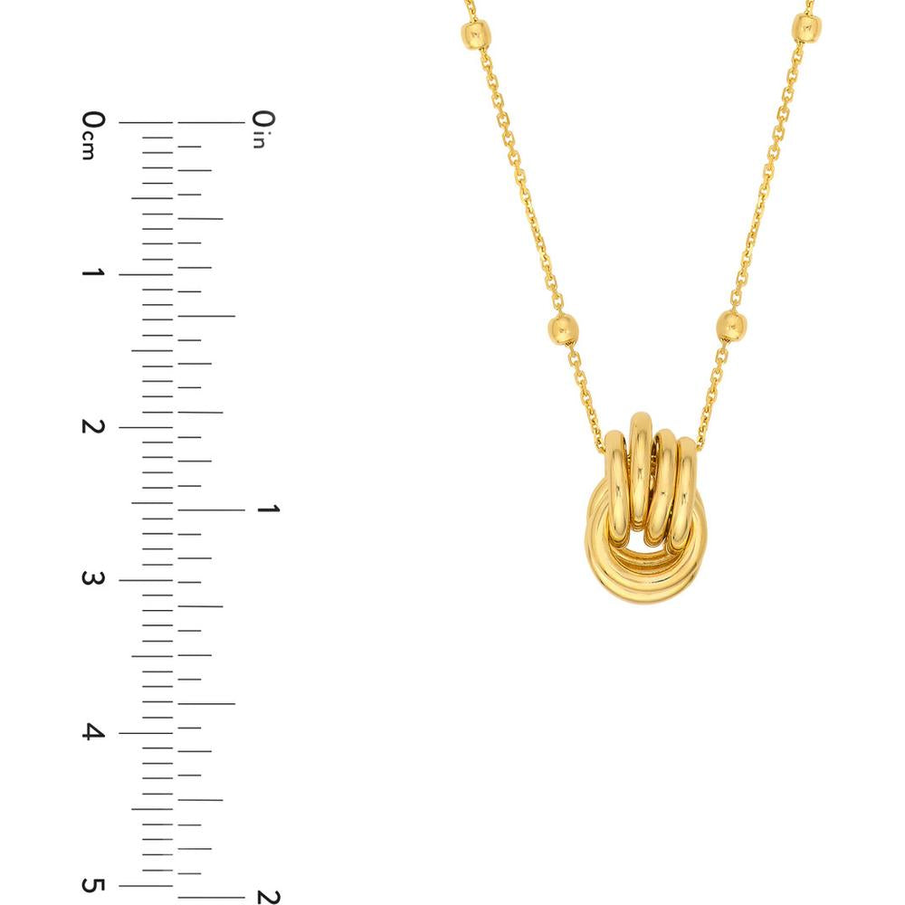 Olas d'Oro - 14K Yellow Gold Love Knot Pendant Necklace with Adjustable 2" Extender