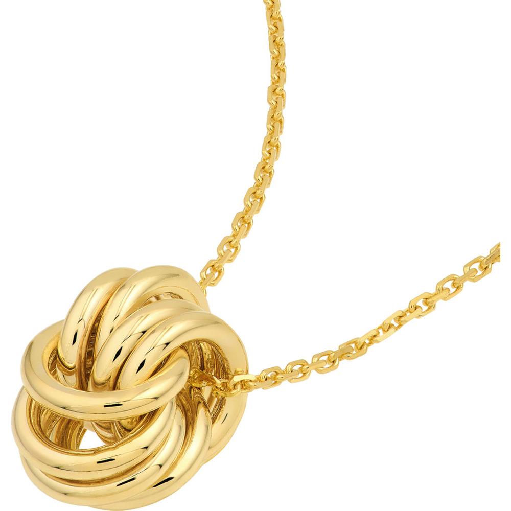 Olas d'Oro - 14K Yellow Gold Love Knot Pendant Necklace with Adjustable Cable Chain and Lobster Lock Closure