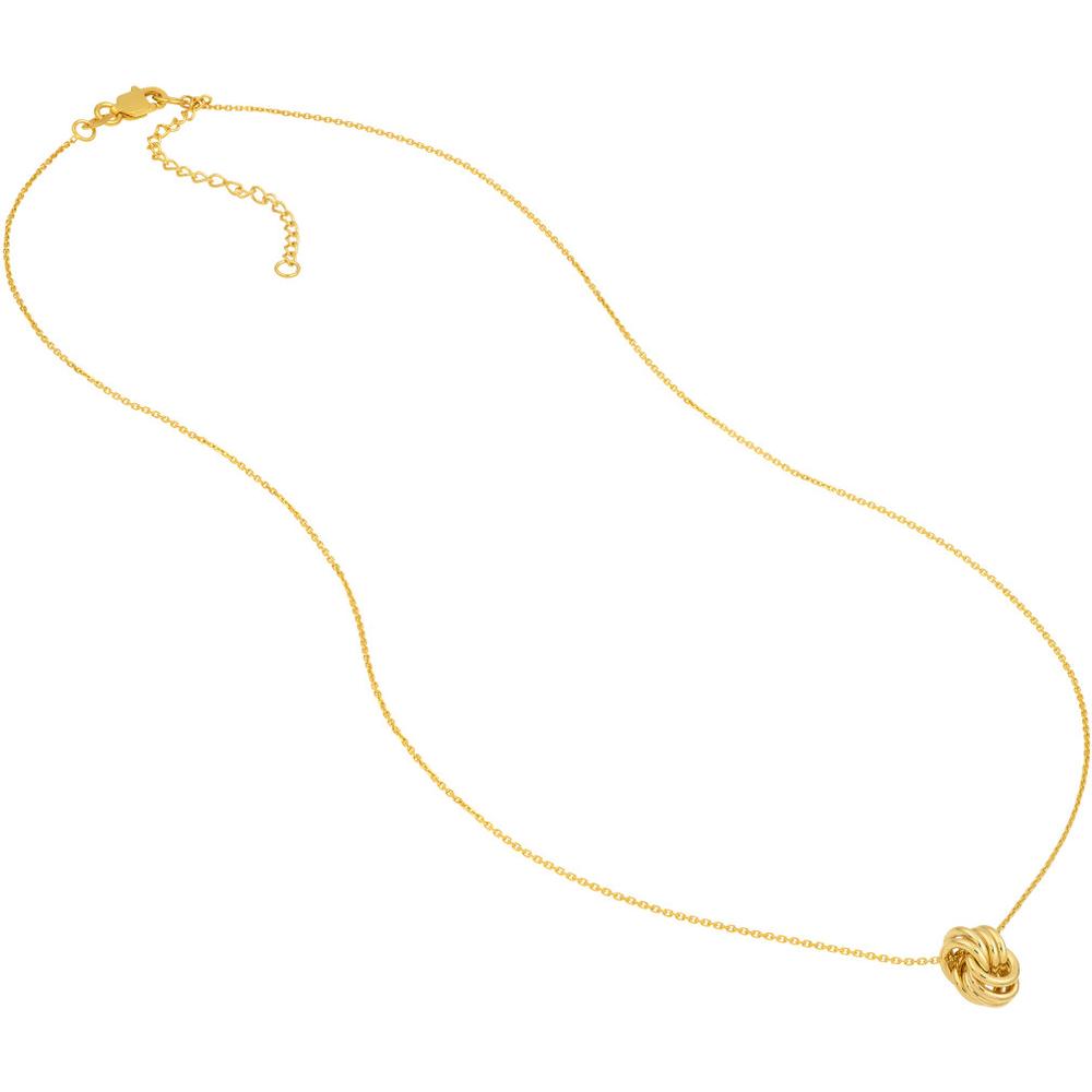 Olas d'Oro - 14K Yellow Gold Love Knot Pendant Necklace with Adjustable Cable Chain and Lobster Lock Closure