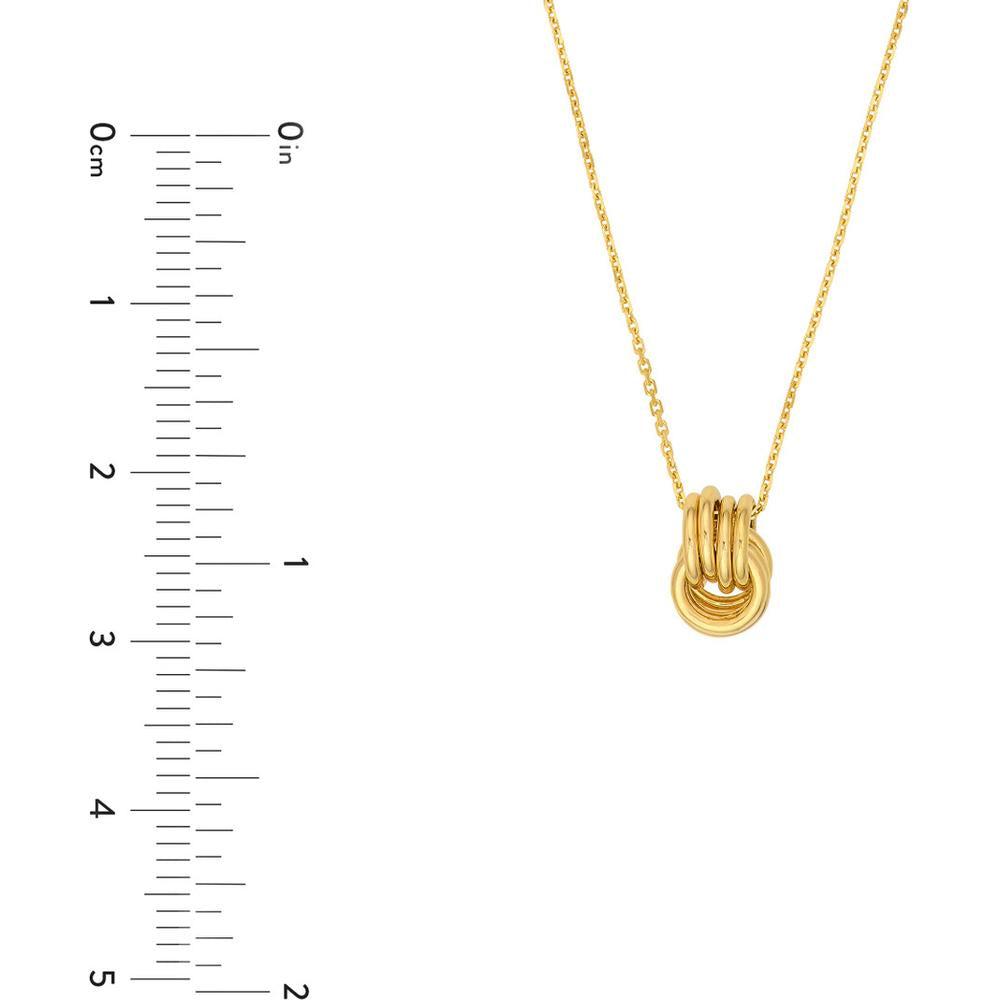Olas d'Oro - 14K Yellow Gold Love Knot Pendant Necklace with Adjustable Cable Chain and Lobster Lock Closure