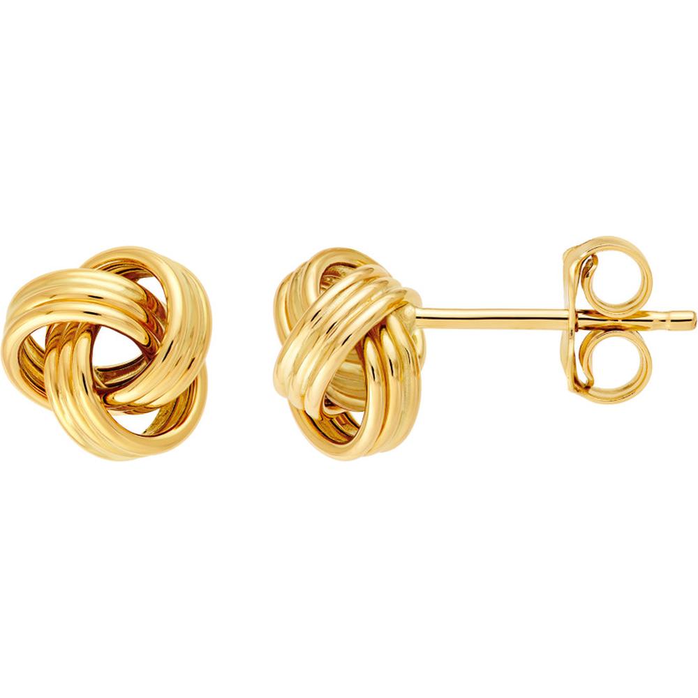 Olas d'Oro - 14K Yellow Gold Love Knot Stud Earrings - 1.30g Total Weight