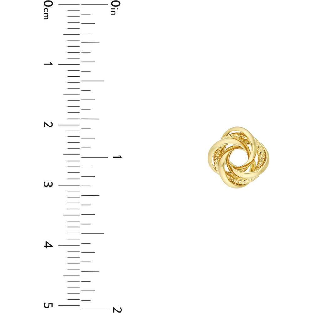 Olas d'Oro - 14K Yellow Gold Love Knot Stud Earrings on Post Back - Textured Design