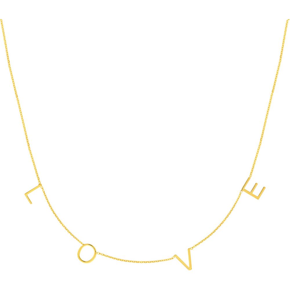 Olas d'Oro - 14K Yellow Gold LOVE Letter Stations Adjustable Pendant Necklace