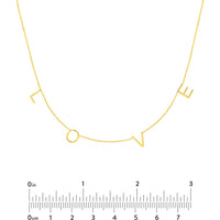 Olas d'Oro - 14K Yellow Gold LOVE Letter Stations Adjustable Pendant Necklace