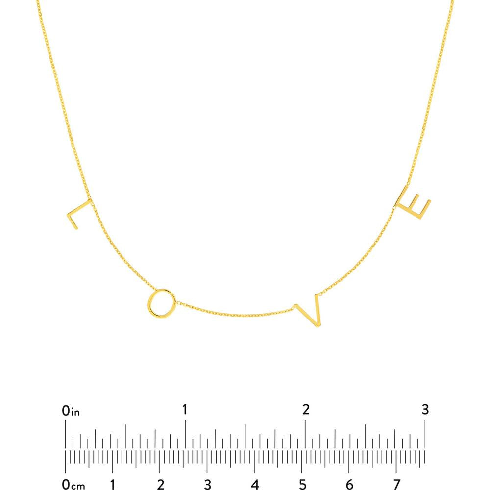 Olas d'Oro - 14K Yellow Gold LOVE Letter Stations Adjustable Pendant Necklace
