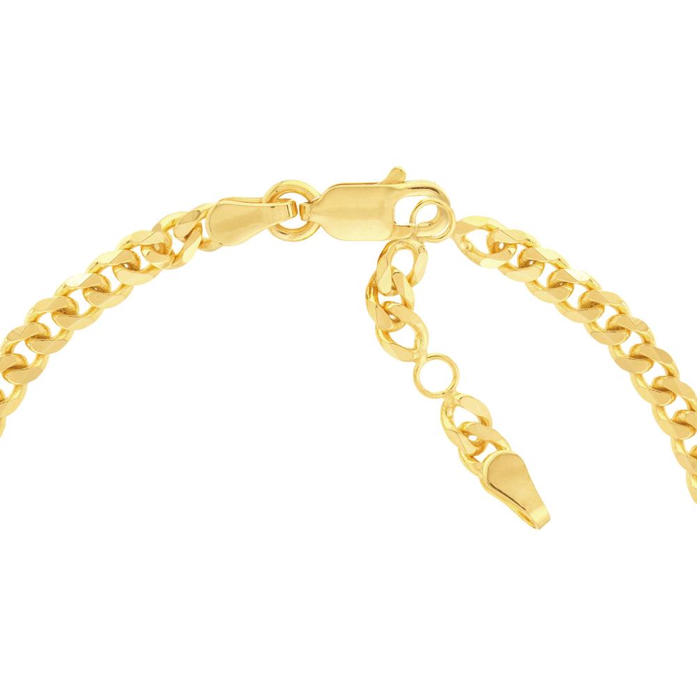 Olas d'Oro - 14K Yellow Gold Love on Curb Chain Adjustable Bracelet