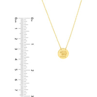 Olas d'Oro - 14K Yellow Gold Mama Bear Etched Disc Pendant Necklace with Adjustable Chain