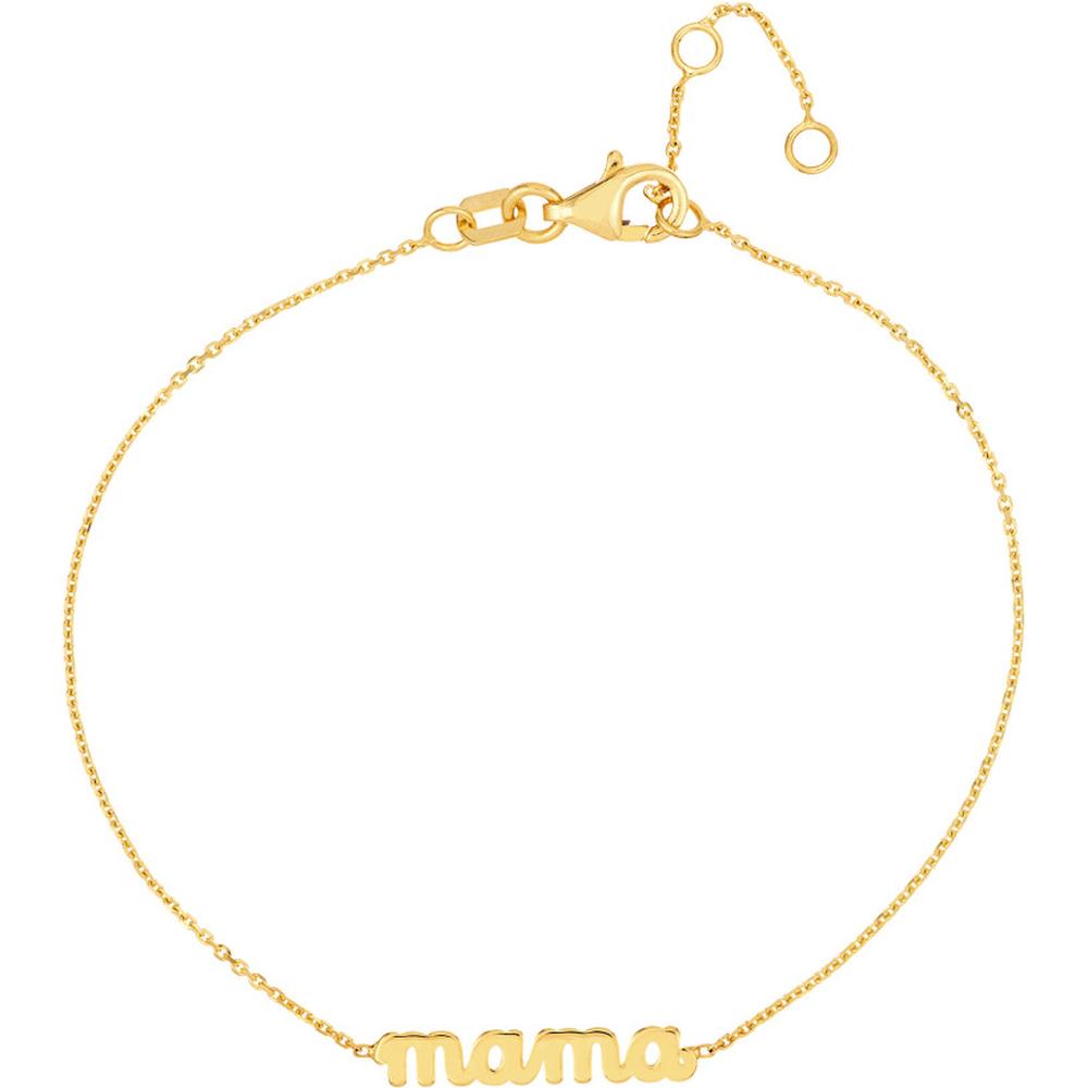Olas d'Oro - 14K Yellow Gold Mama Nameplate Adjustable Bracelet - 1.10g