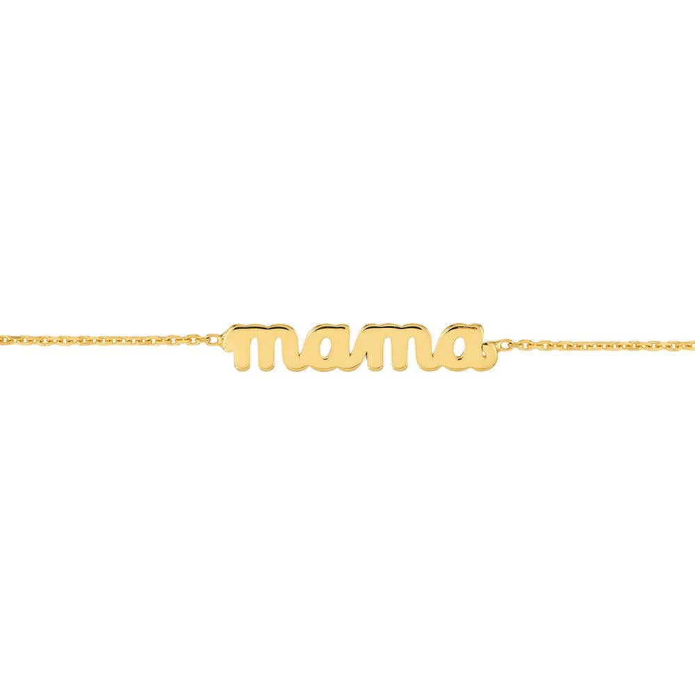 Olas d'Oro - 14K Yellow Gold Mama Nameplate Adjustable Bracelet - 1.10g