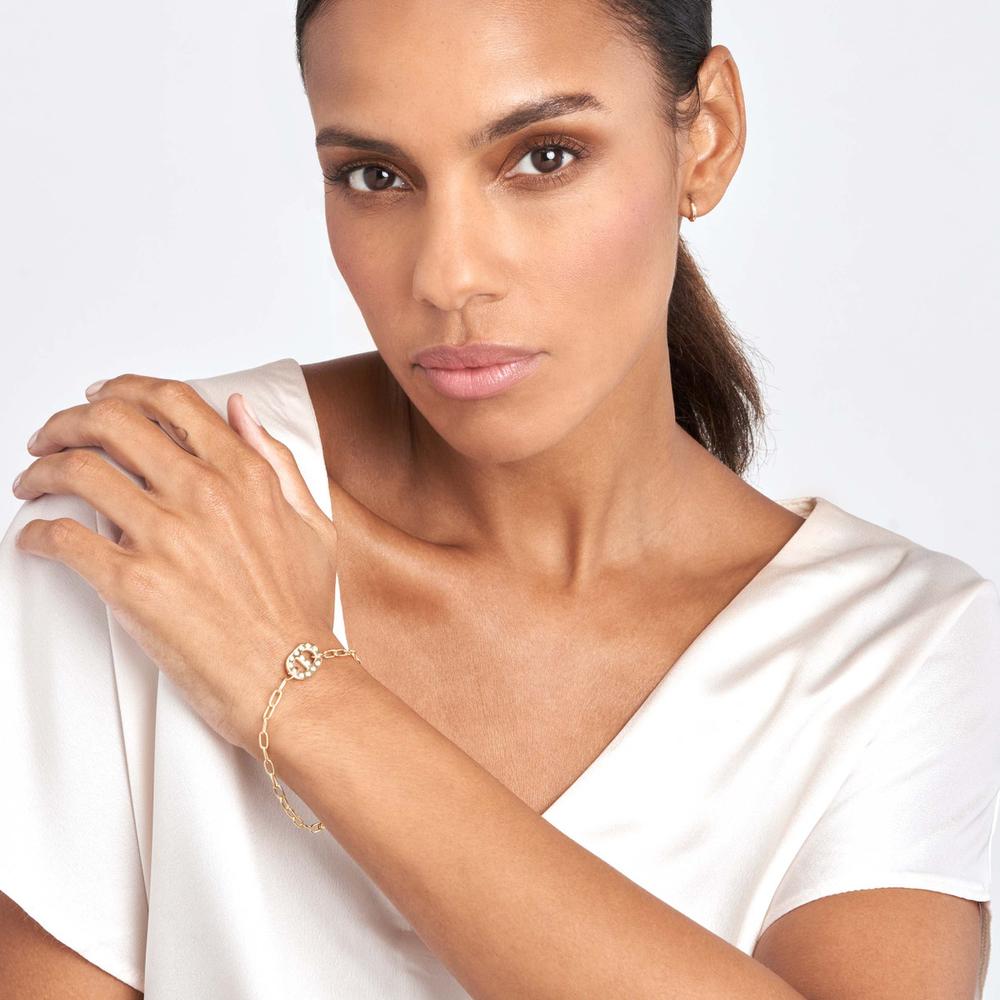 Olas d'Oro - 14K Yellow Gold Mariner Link Bracelet with 1/5tcw Diamonds and Forzentina Chain