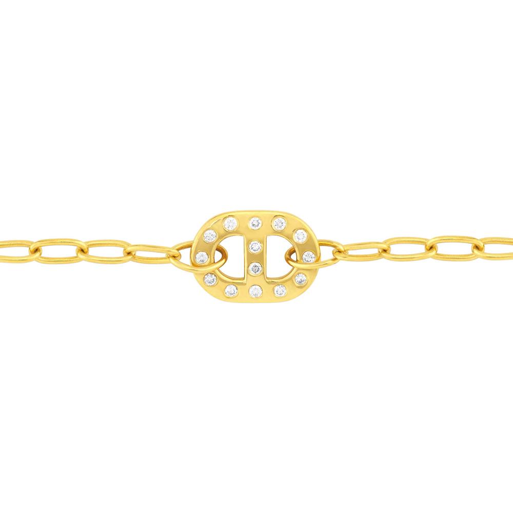 Olas d'Oro - 14K Yellow Gold Mariner Link Bracelet with 1/5tcw Diamonds and Forzentina Chain