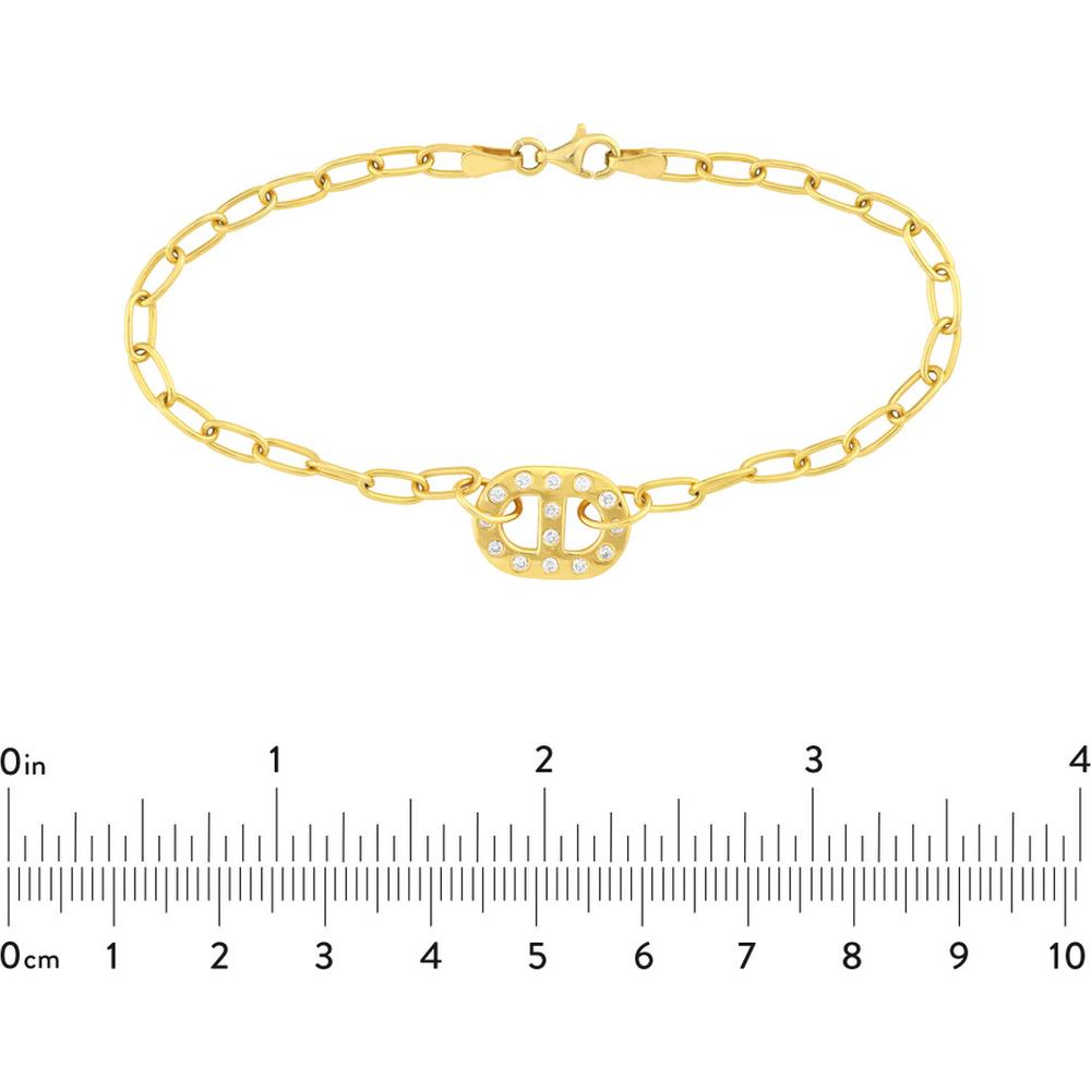 Olas d'Oro - 14K Yellow Gold Mariner Link Bracelet with 1/5tcw Diamonds and Forzentina Chain