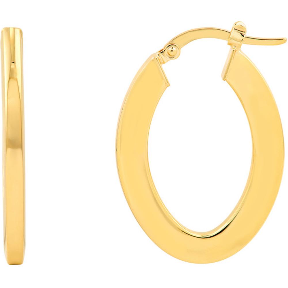 Olas d'Oro - 14K Yellow Gold Marquise Rectangular Hoop Earrings - 2.30g