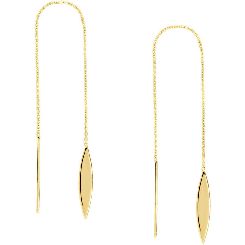 Olas d'Oro - 14K Yellow Gold Marquise Threader Earrings - 1.00g Total Weight