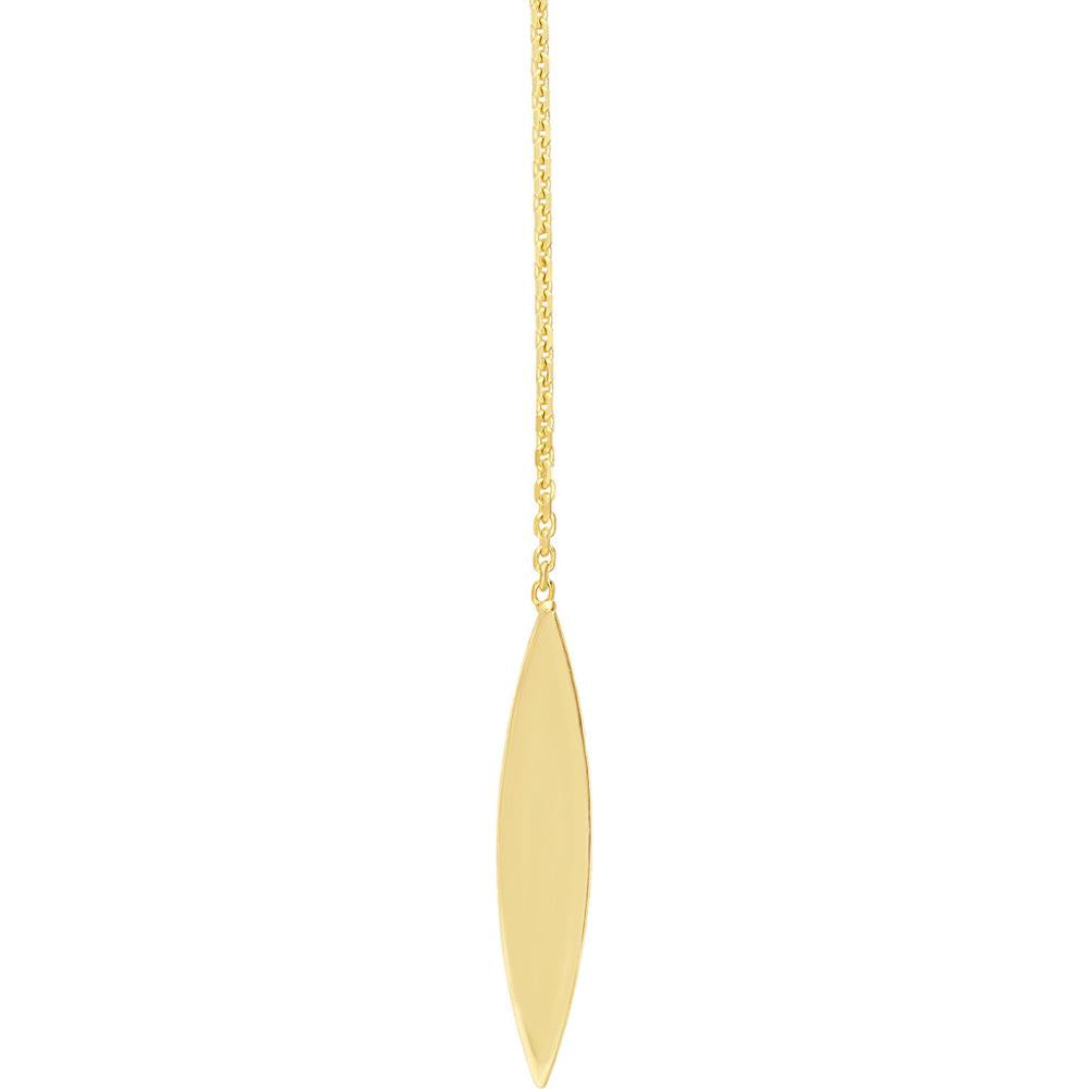 Olas d'Oro - 14K Yellow Gold Marquise Threader Earrings - 1.00g Total Weight