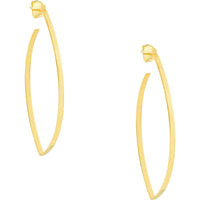 Olas d'Oro - 14K Yellow Gold Marquise Wire Hoop Earrings - 2.70 Grams Total Weight
