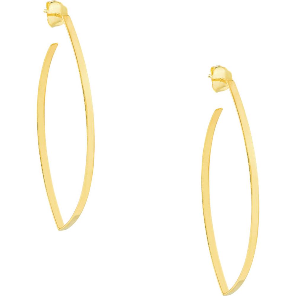 Olas d'Oro - 14K Yellow Gold Marquise Wire Hoop Earrings - 2.70 Grams Total Weight