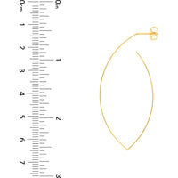 Olas d'Oro - 14K Yellow Gold Marquise Wire Hoop Earrings - 2.70 Grams Total Weight