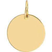 Olas d'Oro - 14K Yellow Gold Medium Engravable Disk Charm - 15mm
