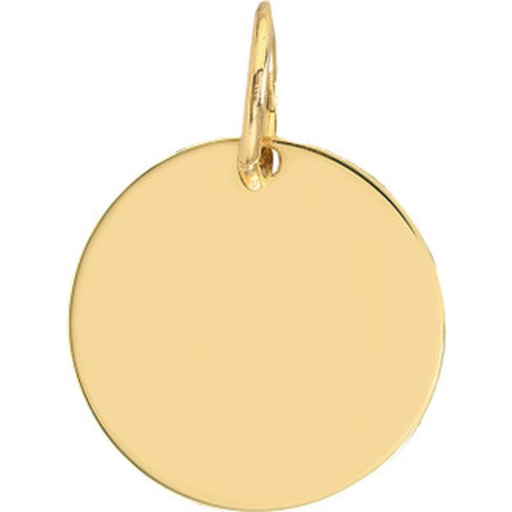 Olas d'Oro - 14K Yellow Gold Medium Engravable Disk Charm - 15mm