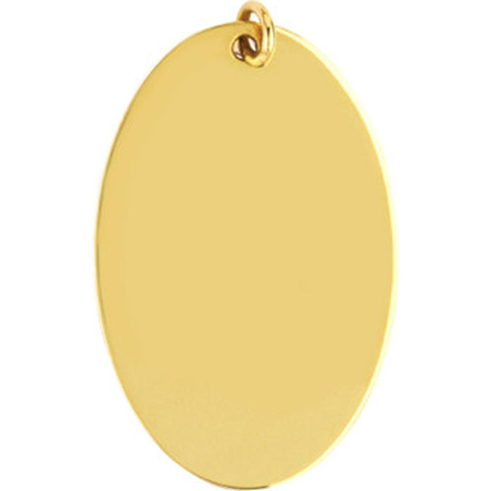Olas d'Oro - 14K Yellow Gold Medium Oval Engravable Charm - 2.70g