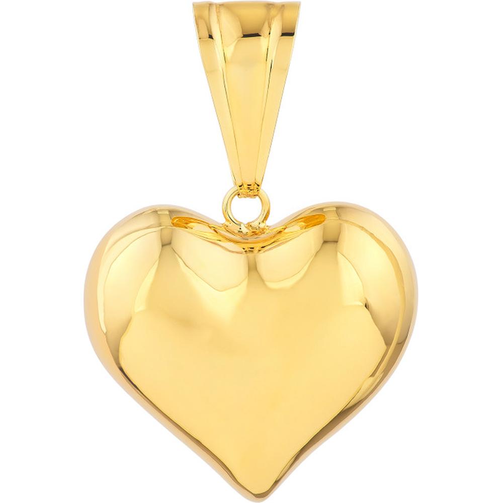 Olas d'Oro - 14K Yellow Gold Medium Puffed Heart Pendant - 3.20g Average Weight